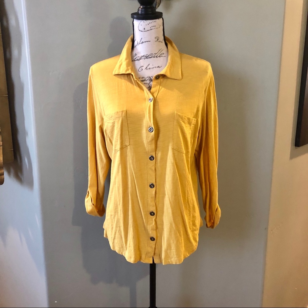 Style & Co mustard button down top-large